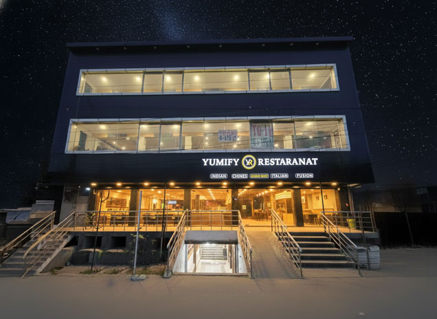 Restaurant interior with elegant table settings